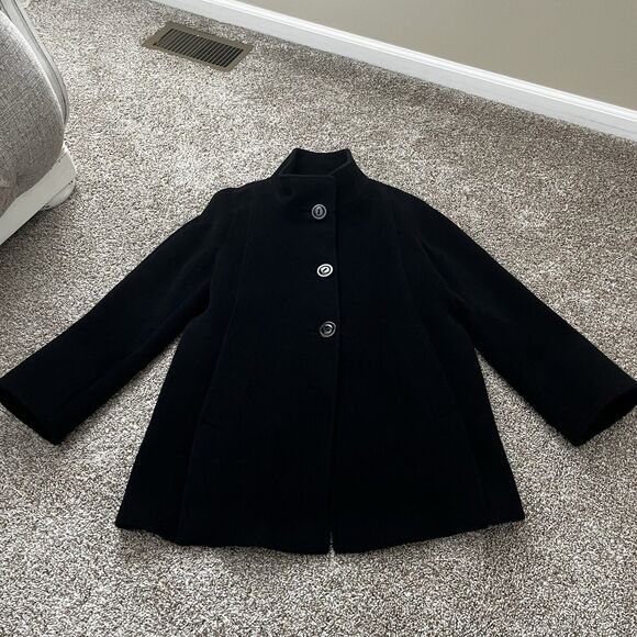 CINZIA ROCCA Women’s Wool Coat Black Size 6 High Collar - Picture 3 of 11